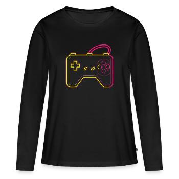 Retro Gaming Controller - Frauen Premium Bio Langarmshirt - Schwarz - Vorne - Julia (174cm)
