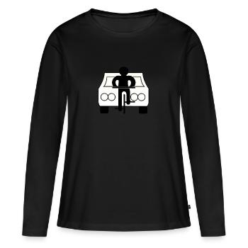 Auto jagt Fahrrad Coche cazando bici - Frauen Premium Bio Langarmshirt - Schwarz - Vorne - Julia (174cm)
