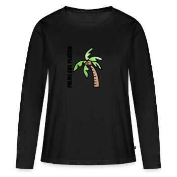 PALME DE PLASTIQUE - T-shirt manches longues Premium bio Femme - noir - Devant - Julia (174cm)
