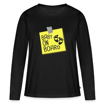 baby on board - T-shirt manches longues Premium bio Femme - noir - Devant - Julia (174cm)
