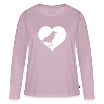 Herz Rabe Krähe - Frauen Premium Bio Langarmshirt - Altrosa - Vorne - Julia (174cm)