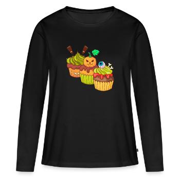 Halloween cupcake muffin cake baking sweets - Women's Premium Organic Long Sleeve Shirt - black - Front - Julia (174cm)