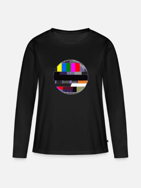 Testbild TV 90er 80er Fernsehen Retro Geschenkidee - Frauen Premium Bio Langarmshirt - Schwarz