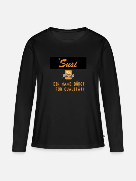 Susi - Frauen Premium Bio Langarmshirt - Schwarz