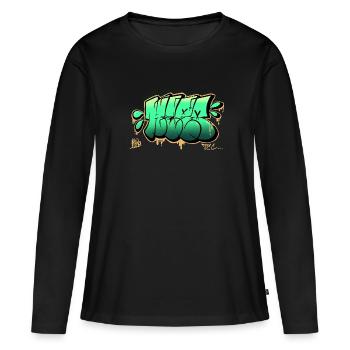 Graffiti de vomir - T-shirt manches longues Premium bio Femme - noir - Devant - Julia (174cm)