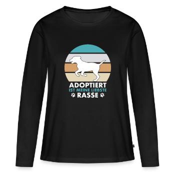 Adoptiert ist meine liebste Rasse - Hund retro - Frauen Premium Bio Langarmshirt - Schwarz - Vorne - Julia (174cm)