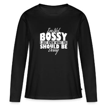T-shirt Guru de l’orientation - T-shirt manches longues Premium bio Femme - noir - Devant - Julia (174cm)
