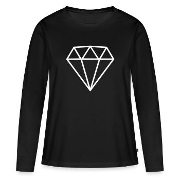 Diamant - Frauen Premium Bio Langarmshirt - Schwarz - Vorne - Julia (174cm)