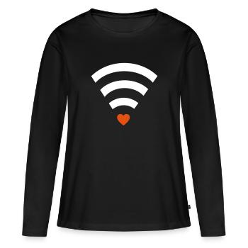 Wifi gratuit - Wifi gratuit - T-shirt manches longues Premium bio Femme - noir - Devant - Julia (174cm)