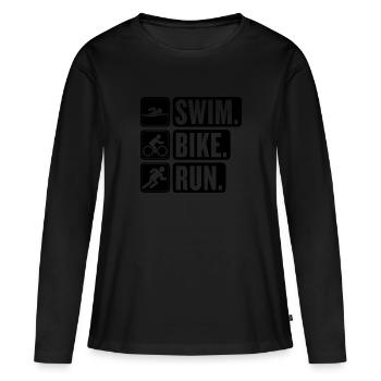 triathlon - T-shirt manches longues Premium bio Femme - noir - Devant - Julia (174cm)