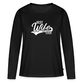 Ehefrau - Frauen Premium Bio Langarmshirt - Schwarz - Vorne - Julia (174cm)