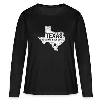 Lone Star Texas Kartendesign für stolze Texaner - Frauen Premium Bio Langarmshirt - Schwarz - Vorne - Julia (174cm)