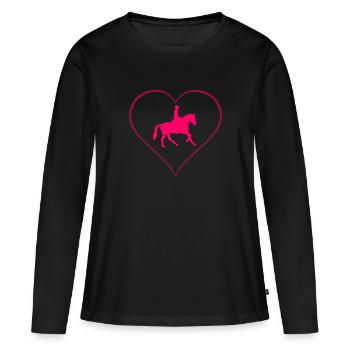 équitation - T-shirt manches longues Premium bio Femme - noir - Devant - Julia (174cm)