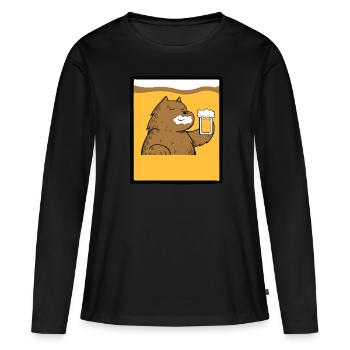 Ours à bière - T-shirt manches longues Premium bio Femme - noir - Devant - Julia (174cm)