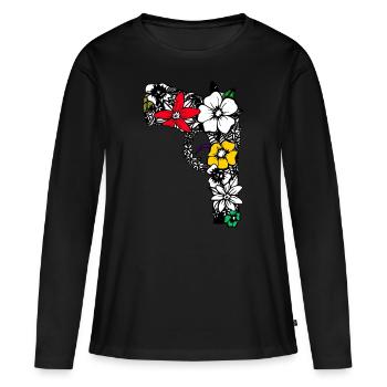 PISTOLET À FLORAL - T-shirt manches longues Premium bio Femme - noir - Devant - Julia (174cm)