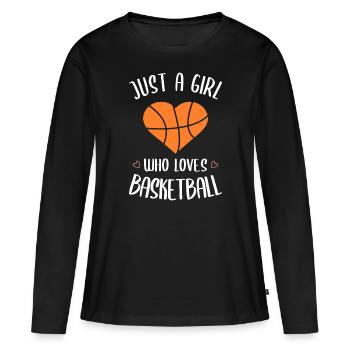 Fille Qui Aime Le Basket Joueuse Basketteuse - T-shirt manches longues Premium bio Femme - noir - Devant - Julia (174cm)