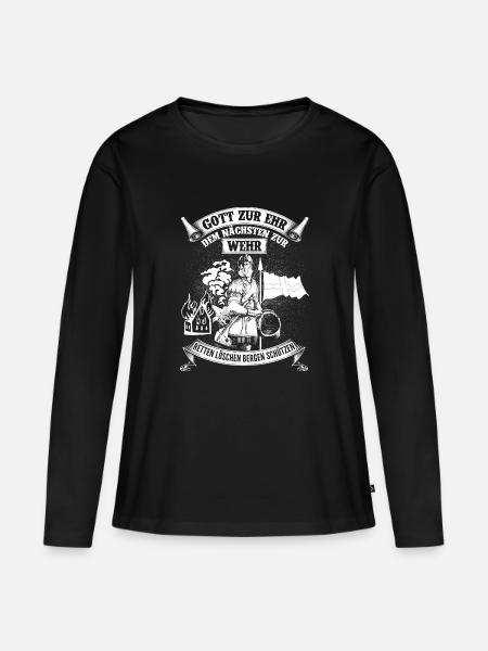 Feuerwehr - Gott zur Ehr - Frauen Premium Bio Langarmshirt - Schwarz
