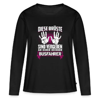 BUSFAHRER - Brüste - Frauen Premium Bio Langarmshirt - Schwarz - Vorne - Julia (174cm)