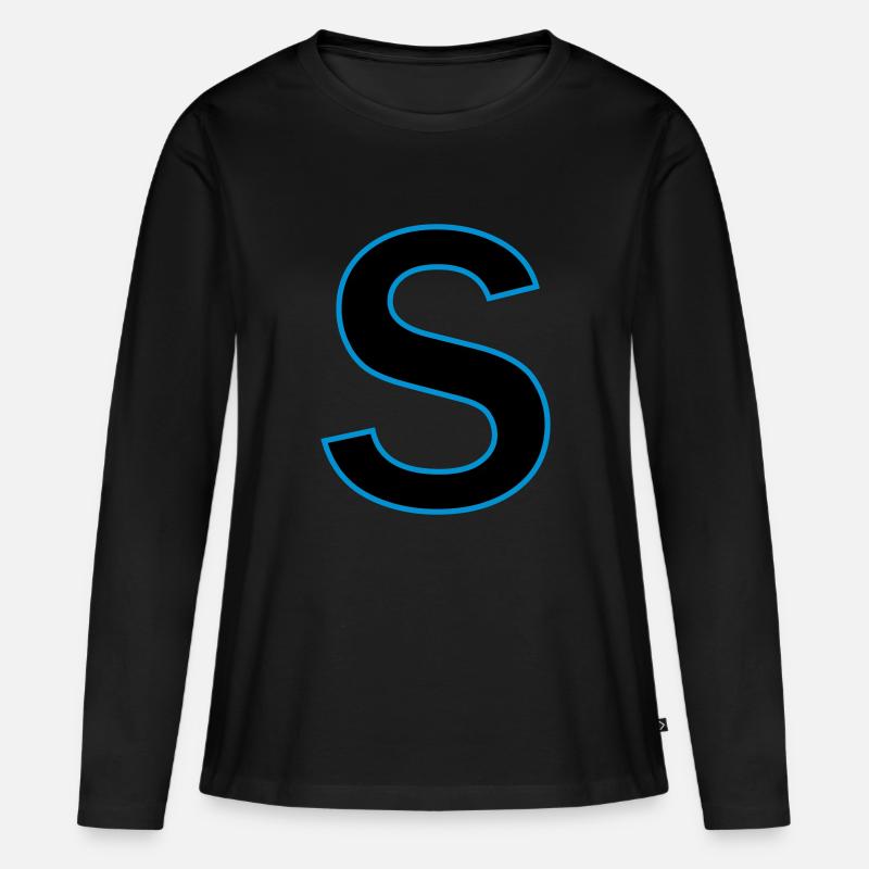 Buchstaben s Vektor - Frauen Premium Bio Langarmshirt - Schwarz