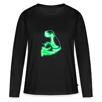 Bras fort brillant - T-shirt manches longues Premium bio Femme - noir - Devant - Julia (174cm)