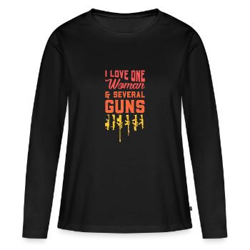 Waffen Pistole Maschinen Gewehr Girls Geschenk Fun - Frauen Premium Bio Langarmshirt - Schwarz - Vorne - Julia (174cm)