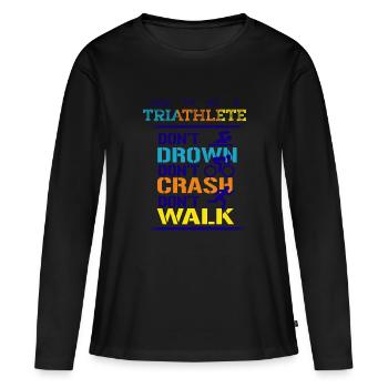 Triathlon - T-shirt manches longues Premium bio Femme - noir - Devant - Julia (174cm)