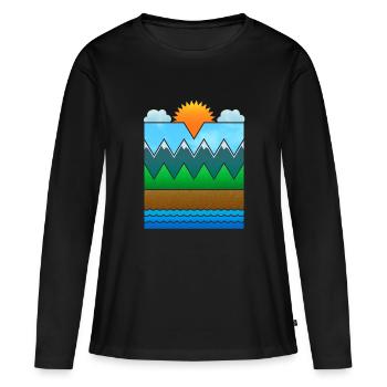 Landschaft (minimal) - Frauen Premium Bio Langarmshirt - Schwarz - Vorne - Julia (174cm)