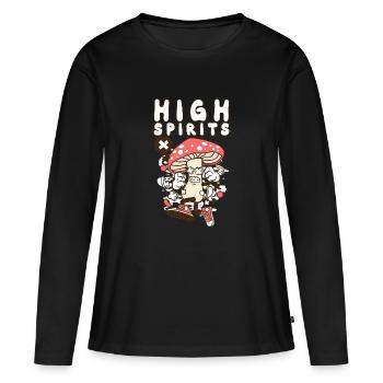 High Spirits Champignon magique - Cadeau - T-shirt manches longues Premium bio Femme - noir - Devant - Julia (174cm)