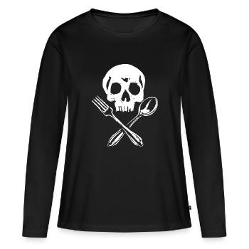Schaedel besteck - Frauen Premium Bio Langarmshirt - Schwarz - Vorne - Julia (174cm)