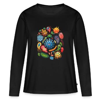 Virus Bactérie - T-shirt manches longues Premium bio Femme - noir - Devant - Julia (174cm)