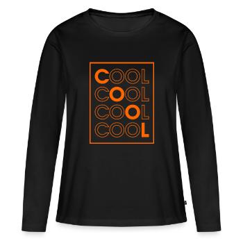 COOL COOL COOL COOL (Orange) - Frauen Premium Bio Langarmshirt - Schwarz - Vorne - Julia (174cm)