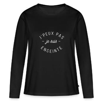 Je peux pas je suis Enceinte - T-shirt manches longues Premium bio Femme - noir - Devant - Julia (174cm)