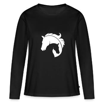 Horse - cheval - animal domestique - poulin - T-shirt manches longues Premium bio Femme - noir - Devant - Julia (174cm)