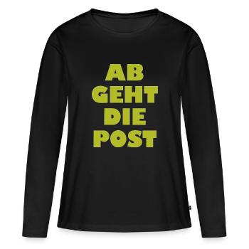 Ab geht die Post - Frauen Premium Bio Langarmshirt - Schwarz - Vorne - Julia (174cm)