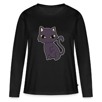 Chat noir - T-shirt manches longues Premium bio Femme - noir - Devant - Julia (174cm)