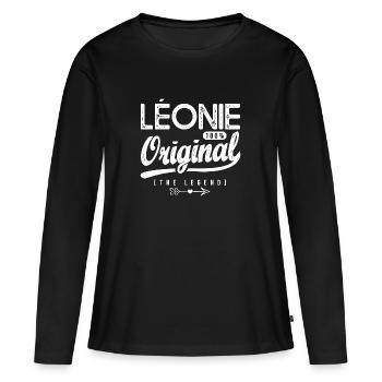 Léonie original personnalisé prénom léonie leonie - T-shirt manches longues Premium bio Femme - noir - Devant - Julia (174cm)
