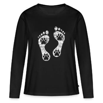 Fussabdruck - Frauen Premium Bio Langarmshirt - Schwarz - Vorne - Julia (174cm)
