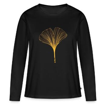Ginkgo - T-shirt manches longues Premium bio Femme - noir - Devant - Julia (174cm)