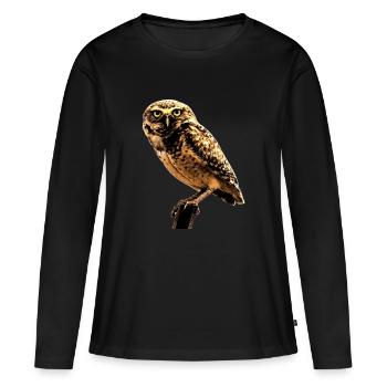 Die Eule die Eule - Frauen Premium Bio Langarmshirt - Schwarz - Vorne - Julia (174cm)
