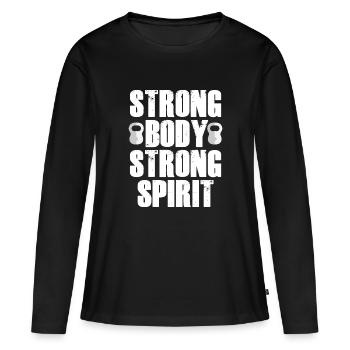 corps fort fort - T-shirt manches longues Premium bio Femme - noir - Devant - Julia (174cm)