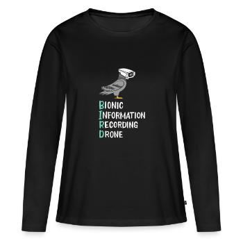 Les oiseaux ne sont pas réels - T-shirt manches longues Premium bio Femme - noir - Devant - Julia (174cm)