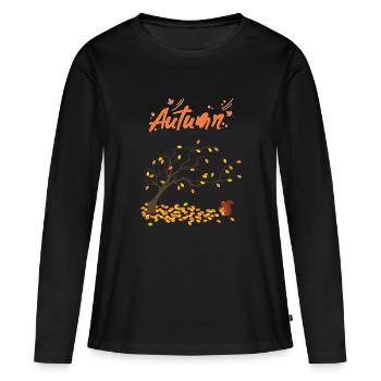 Automne - T-shirt manches longues Premium bio Femme - noir - Devant - Julia (174cm)