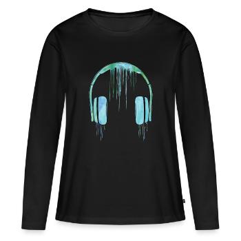 encre pour écouteurs - T-shirt manches longues Premium bio Femme - noir - Devant - Julia (174cm)