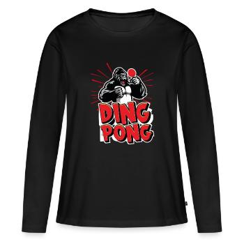 Ding pong - T-shirt manches longues Premium bio Femme - noir - Devant - Julia (174cm)