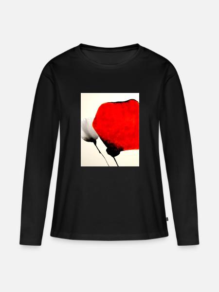 Mohn - Frauen Premium Bio Langarmshirt - Schwarz
