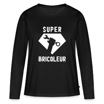 SUPER BRICOLEUR - T-shirt manches longues Premium bio Femme - noir - Devant - Julia (174cm)