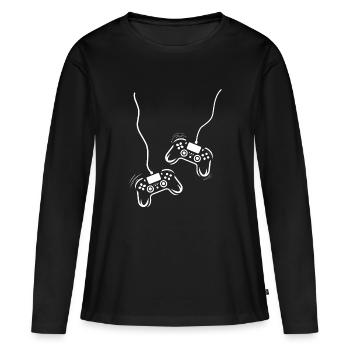 manette console jeux - T-shirt manches longues Premium bio Femme - noir - Devant - Julia (174cm)