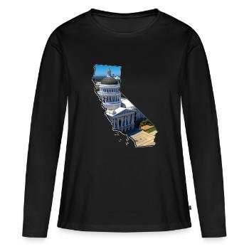 Capitole de Californie sur la carte de la Californie - T-shirt manches longues Premium bio Femme - noir - Devant - Julia (174cm)