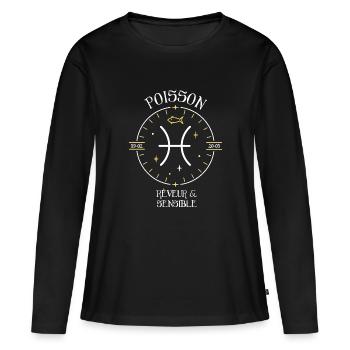 Du signe du Poisson - Rêveur et sensible - T-shirt manches longues Premium bio Femme - noir - Devant - Julia (174cm)