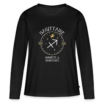Du signe du Sagittaire - Honnête et spontanée - T-shirt manches longues Premium bio Femme - noir - Devant - Julia (174cm)